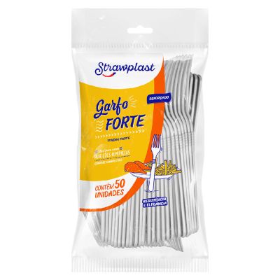 Garfo Descartavel Forte Branco C/ 50 Strawplast Gsb-506