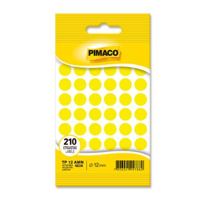 Etiqueta Adesiva Redonda Tp-12 Amn Amarela Neon C/210 Pimaco