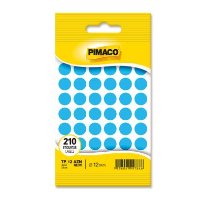Etiqueta Adesiva Redonda Tp-12 Azul Neon C/210 Pimaco