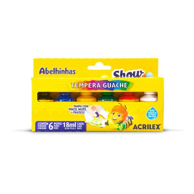 Tinta Guache 18ml C/6 Cores 2005 C/pincel Acrilex