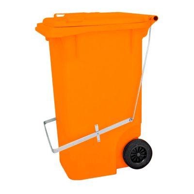Cesto De Lixo Gari Plastico 240l Europeu C/ Roda C/ Pedal Laranja Bralimpia