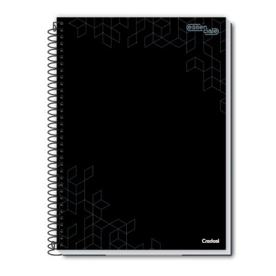 Caderno Universitario Capa Dura 10x1 160fls Essenciale Preto Credeal