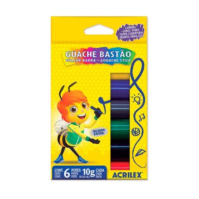 Tinta Guache Bastao 10g C/6 Cores Acrilex 02007