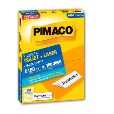 Etiqueta Laser/jet Carta 6180 25,4x66,7 Pimaco Cx C/100f