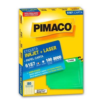 Etiqueta Laser/jet Carta 6187 12,7x44,45 Pimaco Cx C/100f