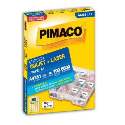 Etiqueta Laser/jet A4 351 21,2x38,2 Pimaco Cx C/100f