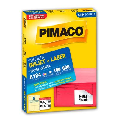 Etiqueta Laser/jet Carta 6184 84,67x101,6 Pimaco Cx C/100f