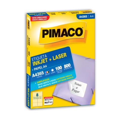 Etiqueta Laser/jet A4 365 67,7x99,0 Pimaco Cx C/100f