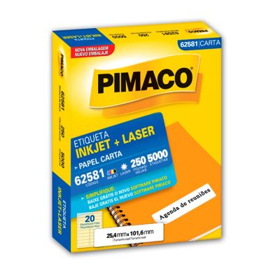 Etiqueta Laser/jet Carta 62581 25,4x101,6 Pimaco Cx C/250f