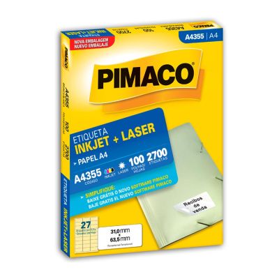 Etiqueta Laser/jet A4 355 31,0x63,5 Pimaco Cx C/100f