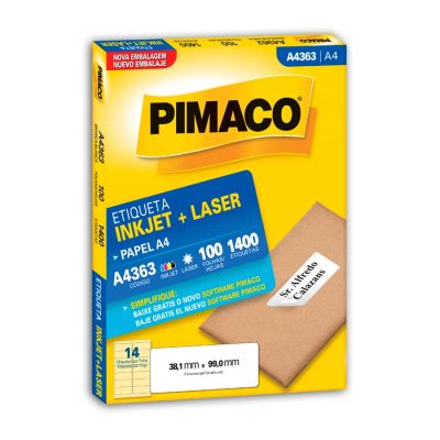 Etiqueta Laser/jet A4 363 38,1x99,0 Pimaco Cx C/100f