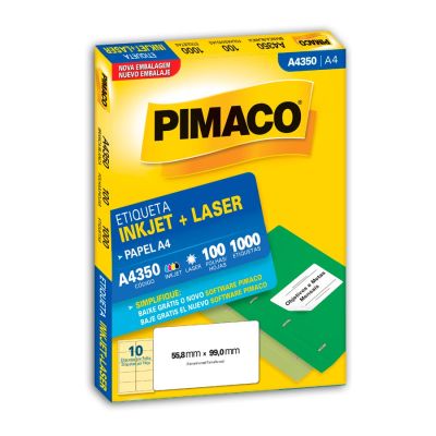 Etiqueta Laser/jet A4 350 55,8x99,0 Pimaco Cx C/100f