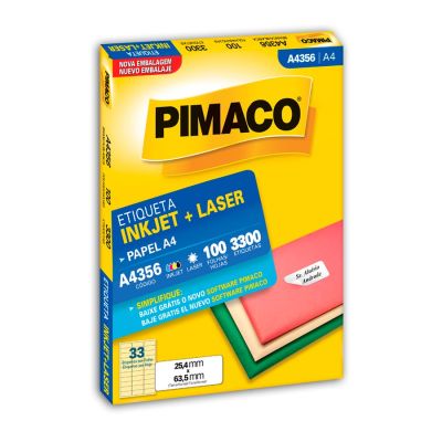 Etiqueta Laser/jet A4 356 25,4x63,5 Pimaco Cx C/100f