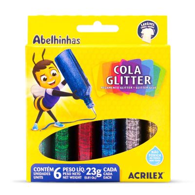 Cola Com Glitter C/06 Cores 23g Acrilex 2923
