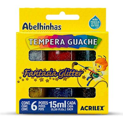 Tinta Guache Glitter C/06 Cores Acrilex 02001