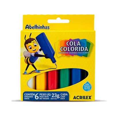 Cola Colorida C/06 Cores 23g Acrilex 2606