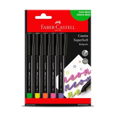 Caneta Supersoft 1.0mm 5 Cores Neon Faber-castell