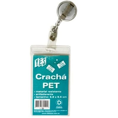 Cracha Com Prendedor Retratil 6,5 X 11,1cm Vertical Em Pet Yes Id001v