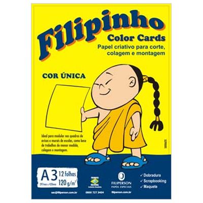 Papel Criativo A3 297x420mm 120g Amarelo 12fls Color Cards Filipinho Ww