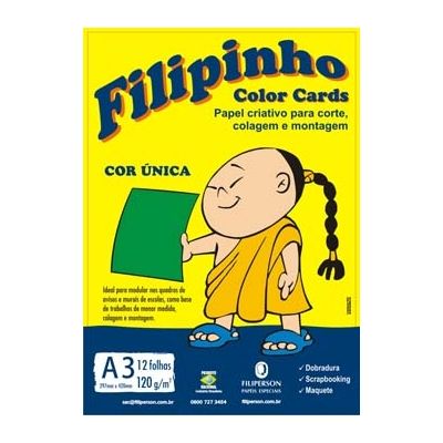 Papel Criativo A3 297x420mm 120g Verde 12fls Color Cards Filipinho