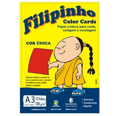 Papel Criativo A3 297x420mm 120g Vermelho 12fls Color Cards Filipinho Ww
