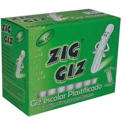 Giz Branco Plastificado C/50 Palitos Zig Giz