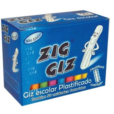 Giz Colorido Plastificado C/50 Palitos Zig Giz