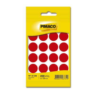 Etiqueta Redonda Colorida Tp-19 Vermelha Pimaco C/200