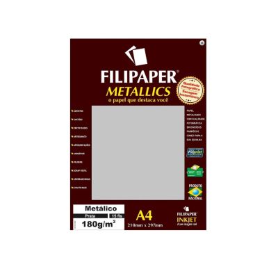 Papel Especial Metalico Prata A4 180g 15fls Filipaper 01101