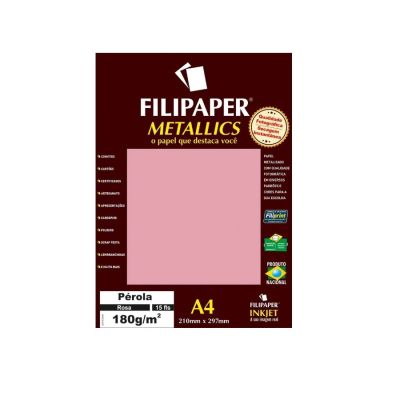 Papel Especial Metalico Perola Rosa A4 180g 15fls Filipaper 01104