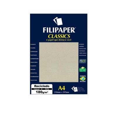 Papel Especial Branco Reciclado Natural A4 180g 50fl Filipaper 940