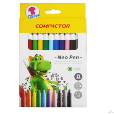 Caneta Hidrografica C/12 Cores Neo Pen Compactor