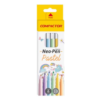 Caneta Hidrografica C/6 Cores Neo Pen Pastel Compactor