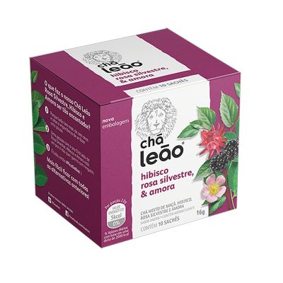 Cha Hibisco/rosa Silvestre E Amora C/10 Saquinhos Envelopados Leao