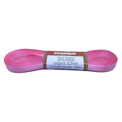 Fita Cetim Liso Rosa Rouge 6,5mmx10m N1 Cromus