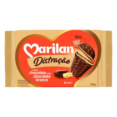 Biscoito Distracao Chocolate/chocolate Branco 320g Marilan