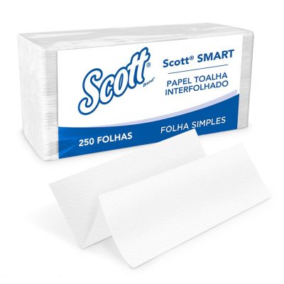 Papel Toalha Interfolhado Branco 21,5cm X 22,2cm C/ 250 Fls Scott