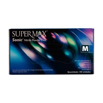 Luva Nitrilica Procedimento Cx C/ 50 Pares Azul Sonic M Supermax