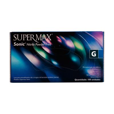 Luva Nitrilica Procedimento Cx C/ 50 Pares Azul Sonic G Supermax
