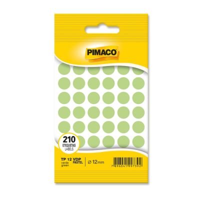 Etiqueta Redonda Colorida Tp-12 Verde Pastel Pimaco C/210