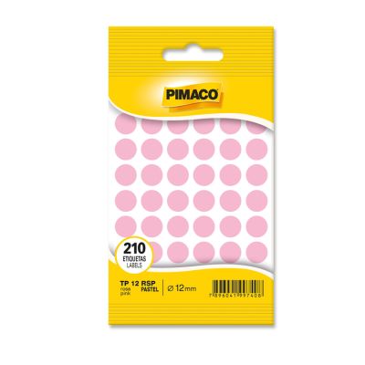 Etiqueta Redonda Colorida Tp-12 Rosa Pastel Pimaco C/210