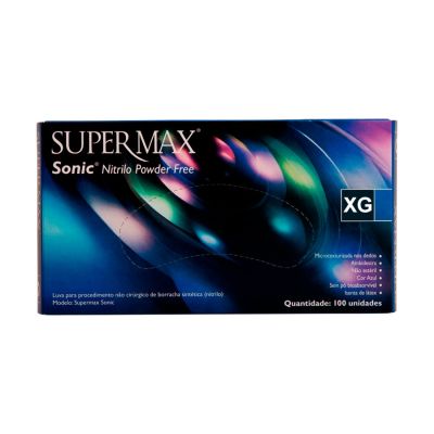 Luva Nitrilica Procedimento Cx C/ 50 Pares Azul Sonic Xg Supermax