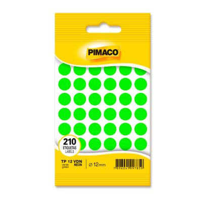 Etiqueta Redonda Colorida Tp-12 Verde Neon Pimaco C/210
