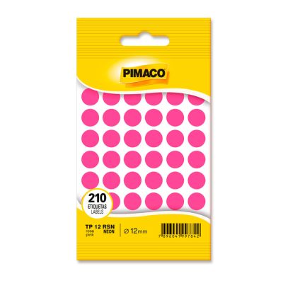 Etiqueta Redonda Colorida Tp-12 Rosa Neon Pimaco C/210
