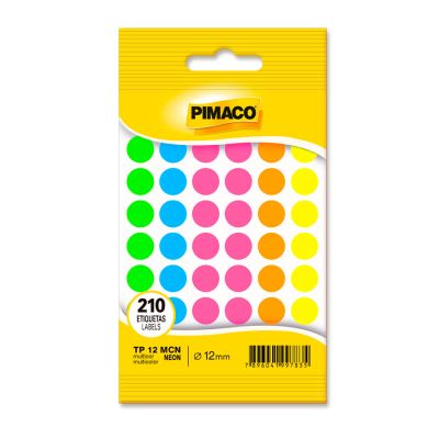 Etiqueta Redonda Colorida Tp-12 Multicolor Neon Pimaco C/210