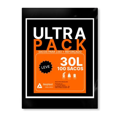 Saco De Lixo 30l Preto Leve 3mc C/100 Ultra Pack