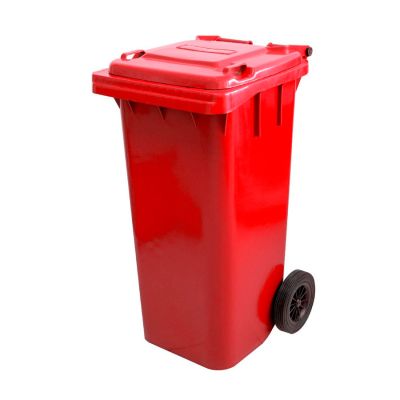 Cesto De Lixo Gari 120l Plastico C/ Roda Vermelho Bralimpia
