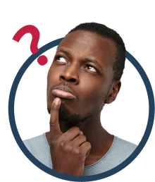 Homem pensativo com a m&atilde;o no queixo